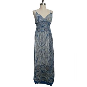 SHE'S COOL Blue Paisley Spaghetti Strap Maxi Dress | SZ M
